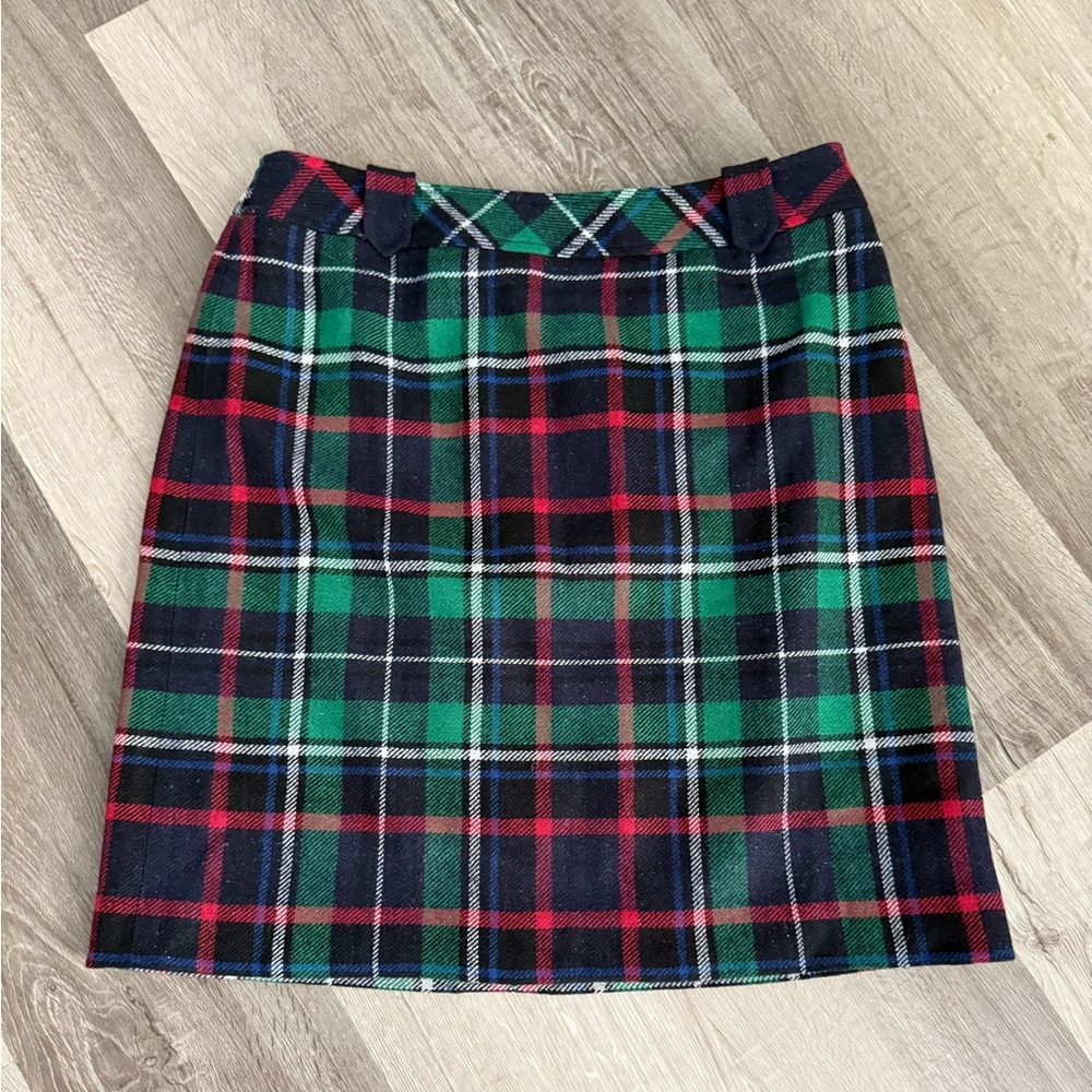 Talbots Green and Red Plaid Mini Skirt